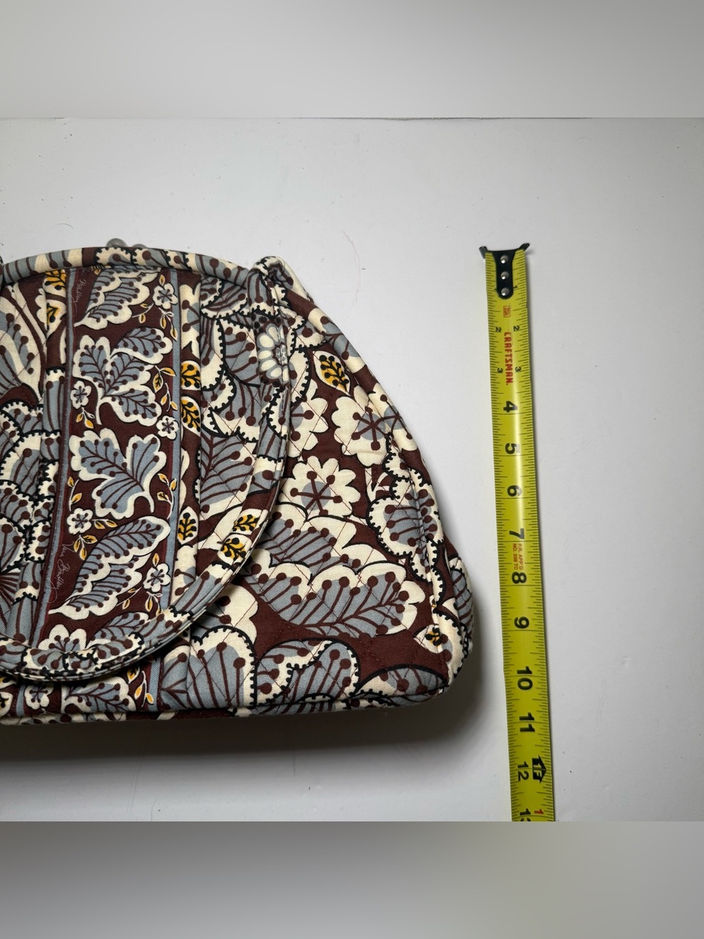 Vera Bradley Slate Blooms Handbag Retired Alice Kisslock Brown Blue Floral - Picture 10 of 10